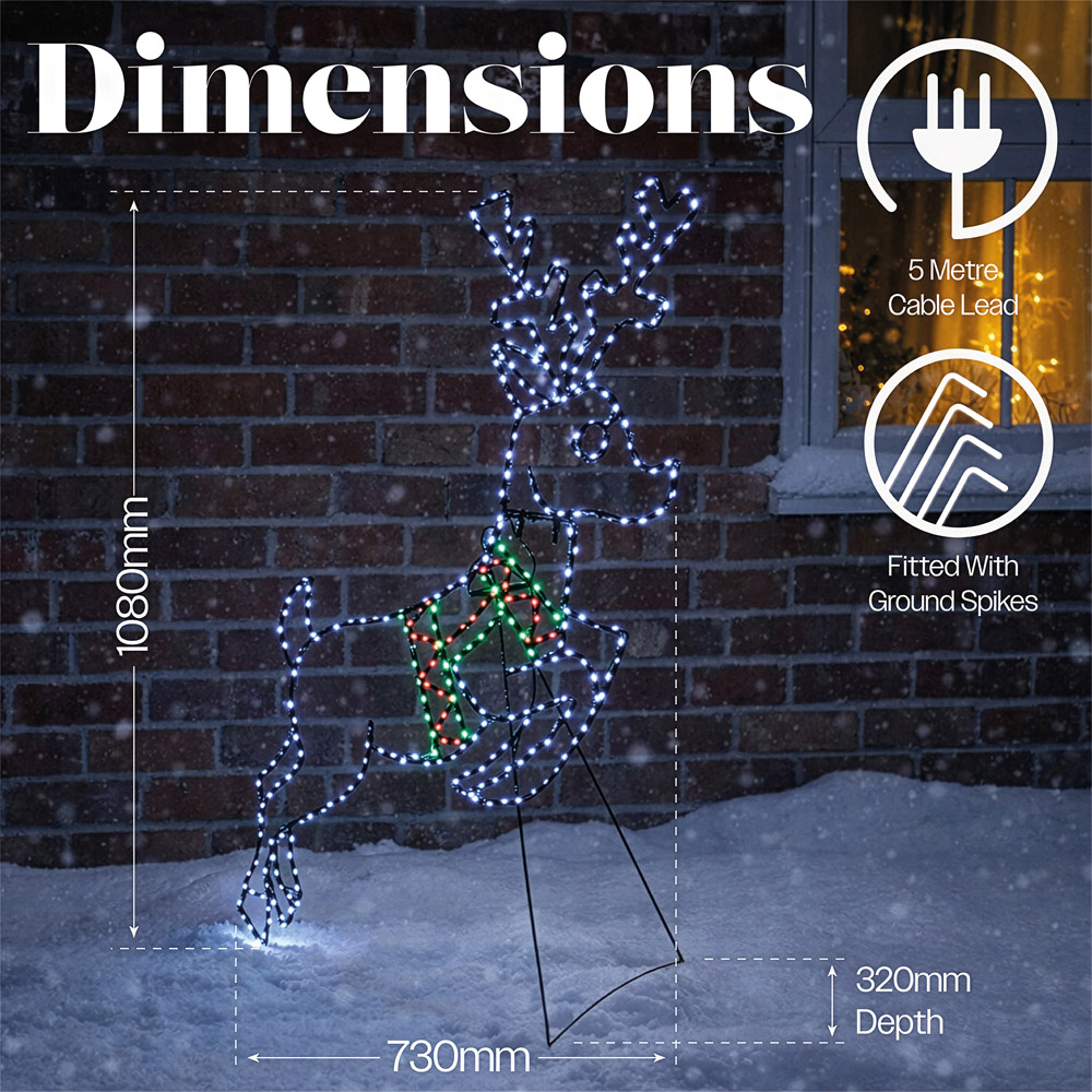 Xmas Haus 358 Multicolour Micro LED Metal Deer Silhouette with Stand Christmas Decoration 73cm Image 7