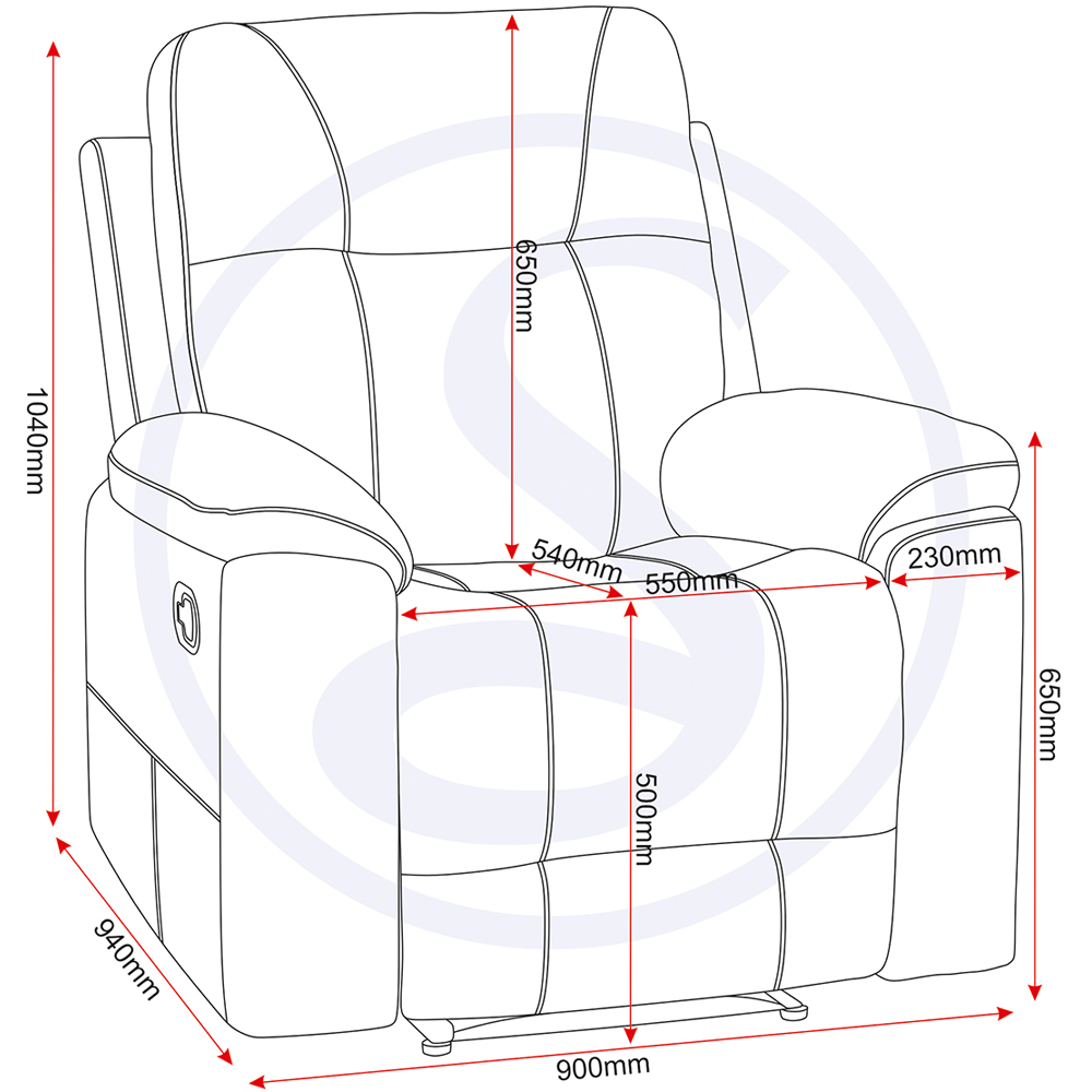 Seconique Guildford Grey Fabric Manual Recliner Chair Image 9
