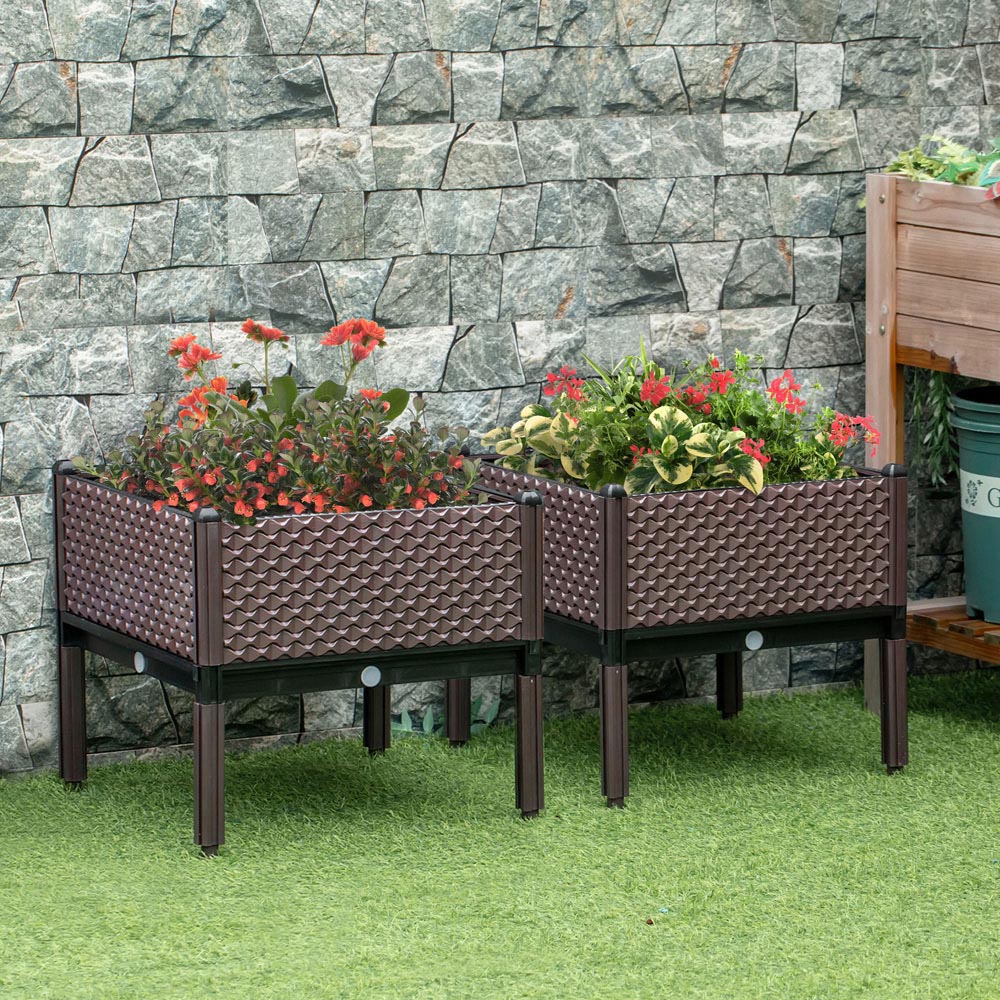 Outsunny Brown Raised Garden Bed Planter 2 Pack Image 2