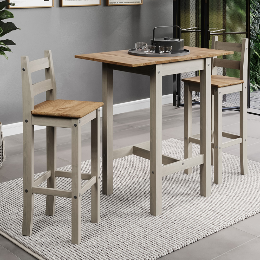 Core Products Corona 2 Seater Square High Breakfast Table and Stool Set Grey Image 1