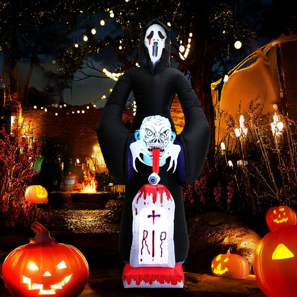 Living and Home Multicolour Inflatable Grim Reaper with Built-in Lights Halloween Decoration 9ft Image 2