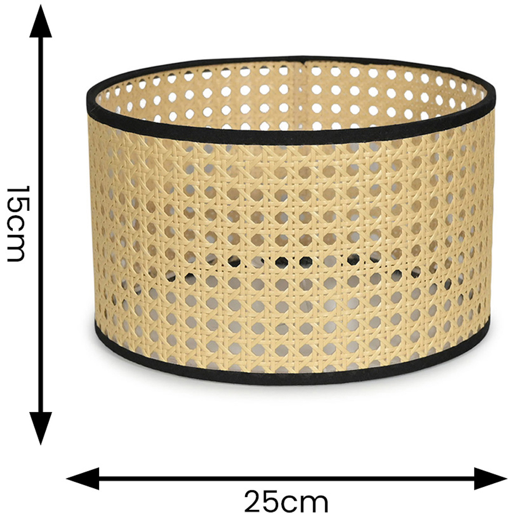 ValueLights Reni Natural Cane Black Trim Drum Ceiling Lamp Shade 25cm Image 6