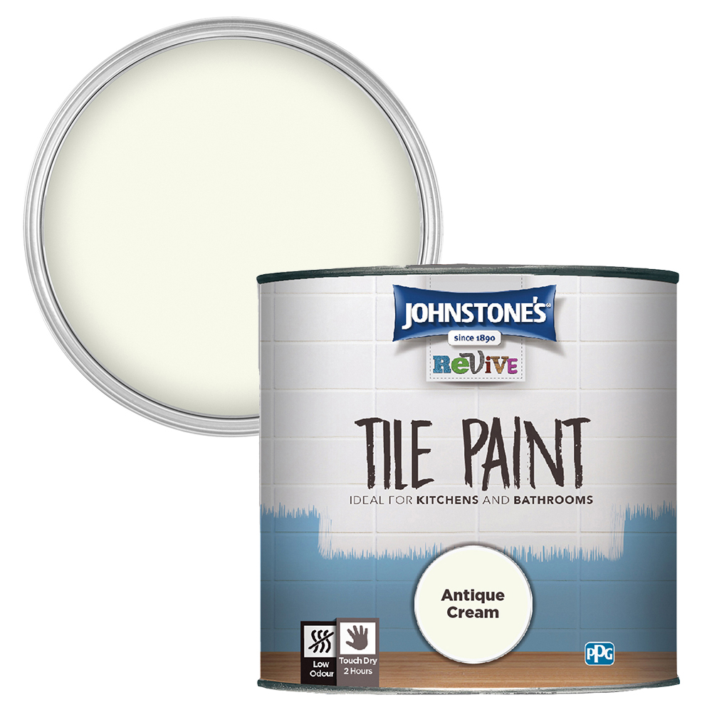 Johnstone's Antique Cream Tile Paint 750ml Image 1