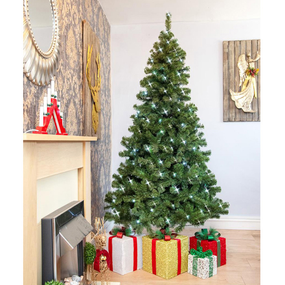 Shatchi Green Warm White LED Pre Lit Alaskan Pine Artificial Christmas Tree 6ft Image 2