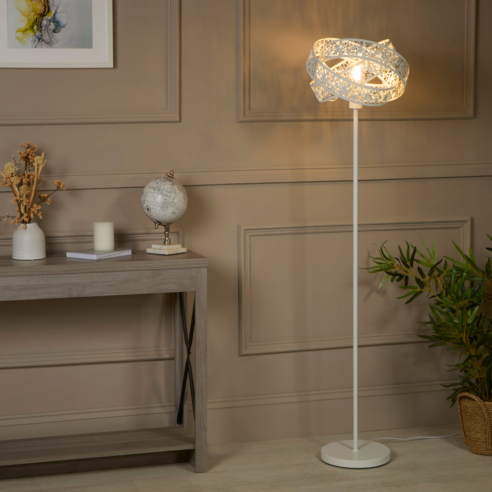 Lighting Collection Willa White Floor Lamp Image 2