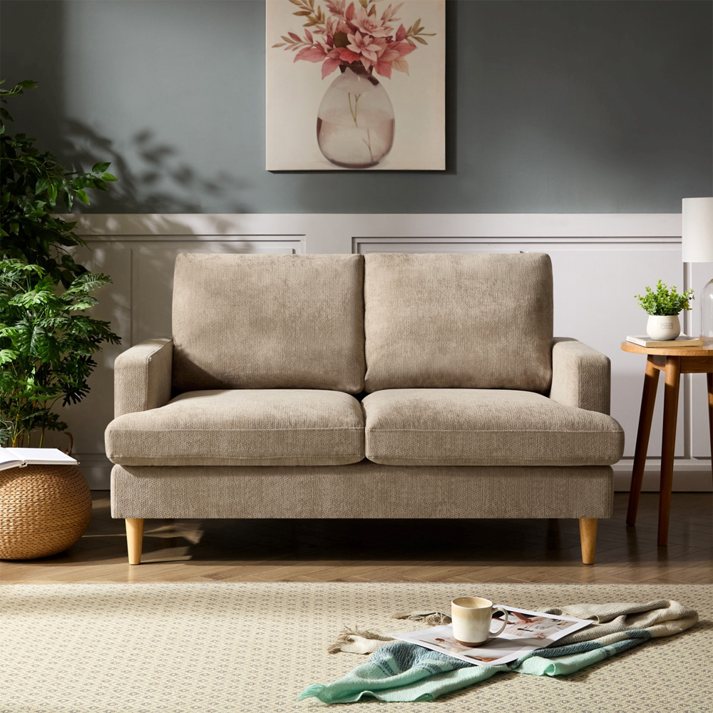 Artemis Home Newsome 2 Seater Light Brown Fabric Sofa Image 3