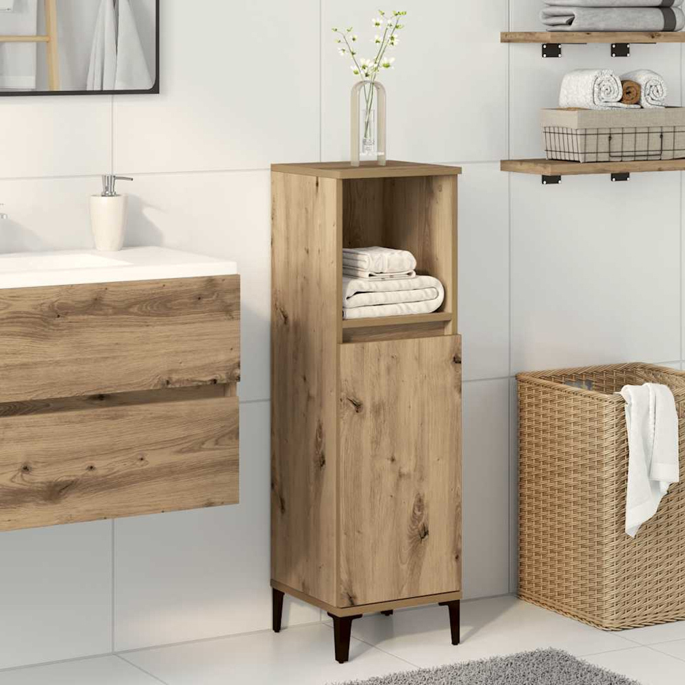 vidaXL Single Door Single Shelf Artisanal Oak Bathroom Cabinet Image 9