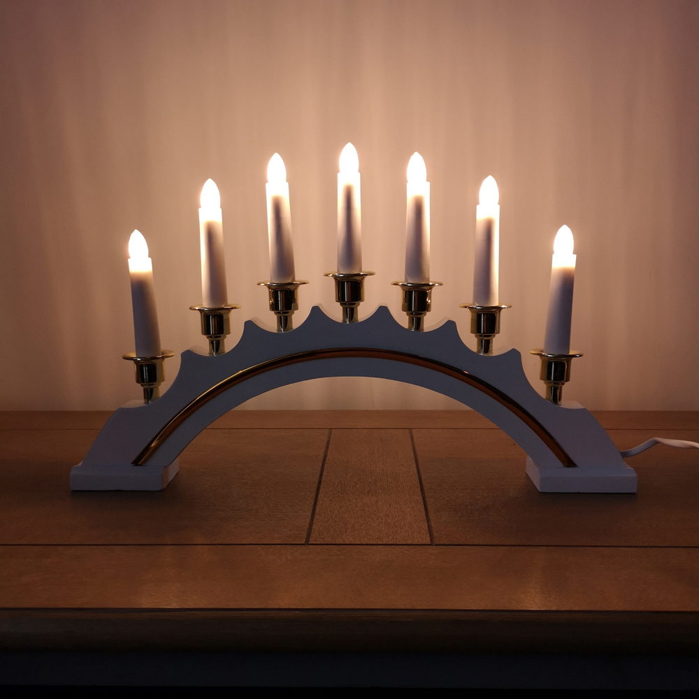Samuel Alexander Premier White Wooden Christmas Candle Bridge 45cm Image 4