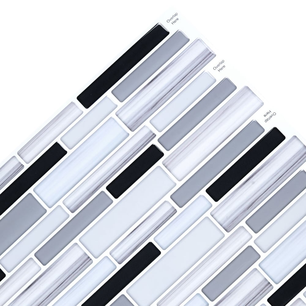 Living and Home Brick Effect Black and Grey Self Adhesive Wall Sticker 10 Pack Image 5