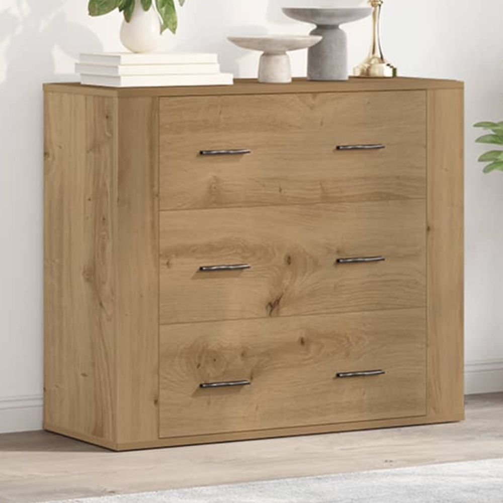 vidaXL 3 Drawer Artisan Oak Large Sideboard Image 1