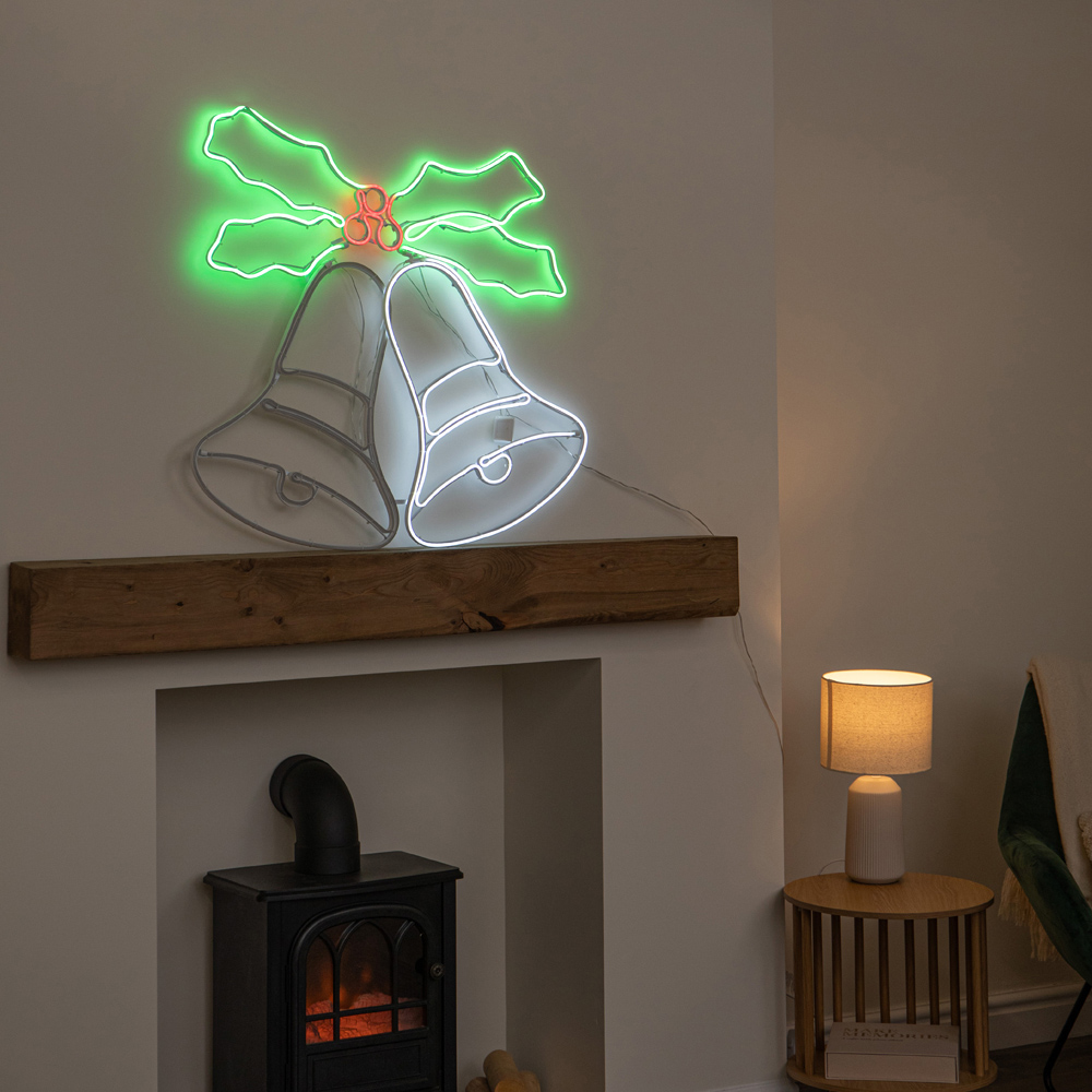 Samuel Alexander Multicolour LED Light-Up Neon Christmas Bell 78cm Image 3