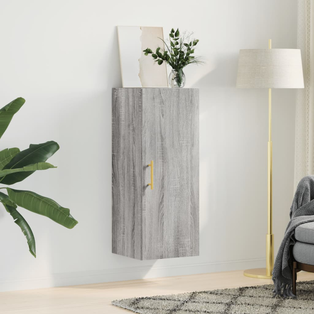 vidaXL Single Door Grey Sonoma Wall Mounted Cabinet Image 9