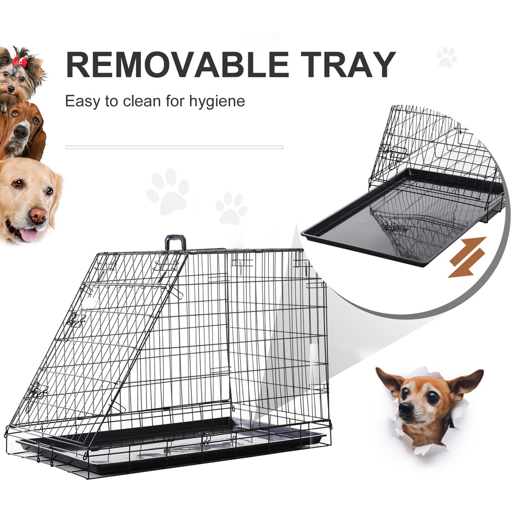 PawHut Trapeze Collapsible Dog Pet Travel Box with Removable Tray Image 6