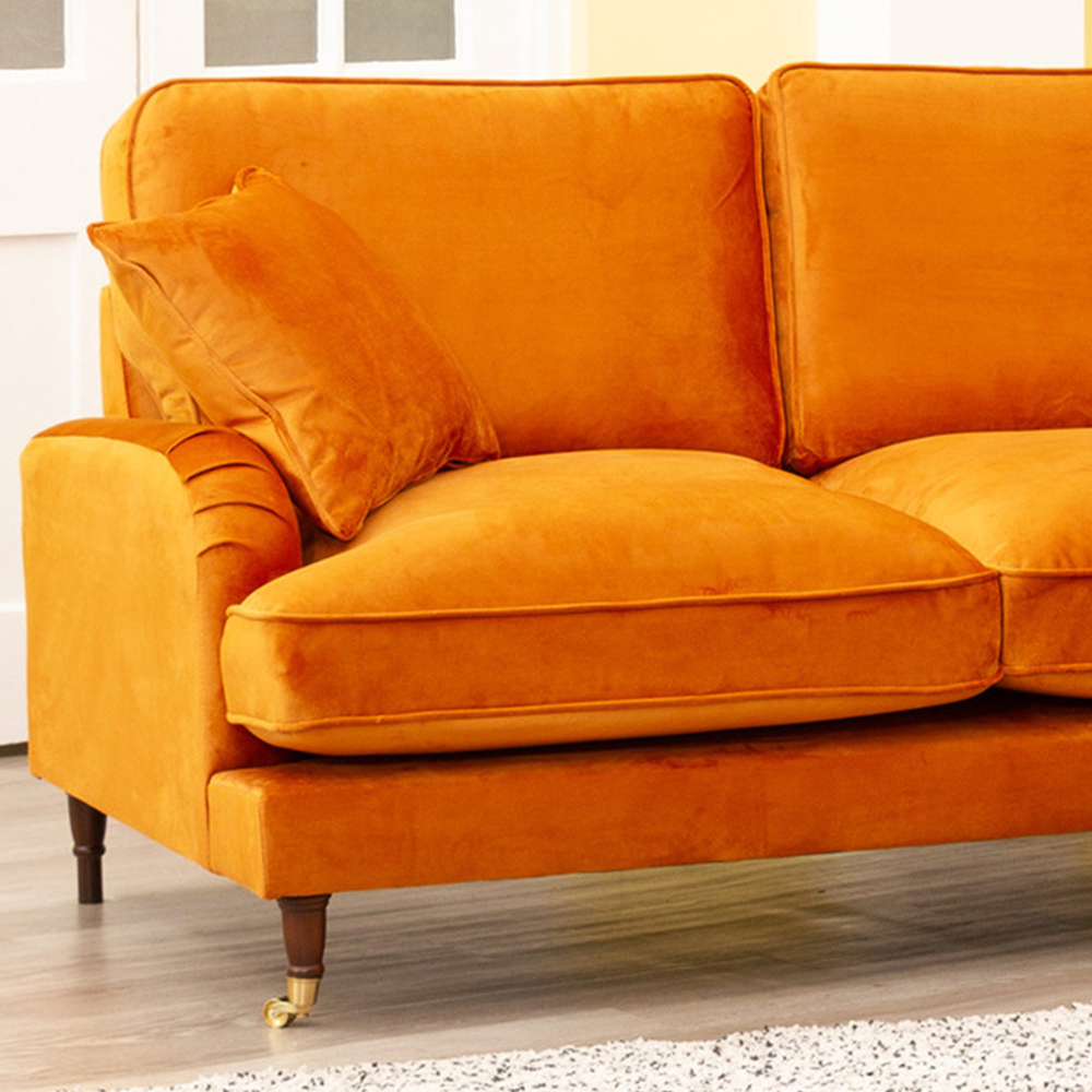 Mackenzie 3 Seater Burnt Orange Large Velvet Right Hand Corner Sofa Image 2