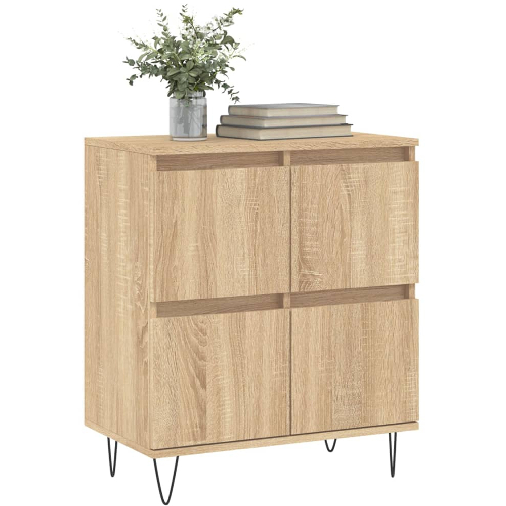 vidaXL 4 Drawer Sonoma Oak Sideboard with Metal Legs Image 3