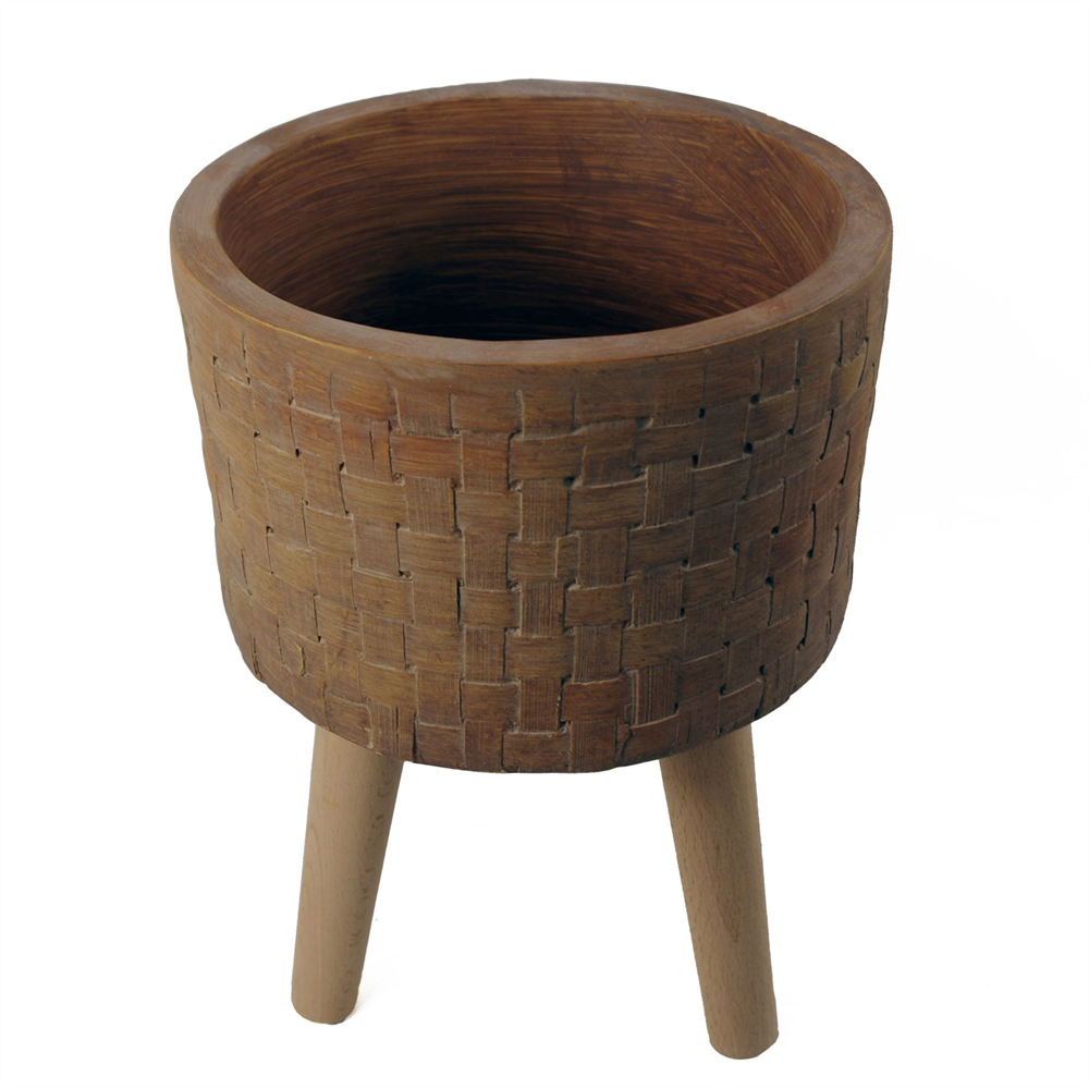 Leaf Woven Effect Fibreglass Composite Indoor Planter with Legs 36 x 25cm Image 4
