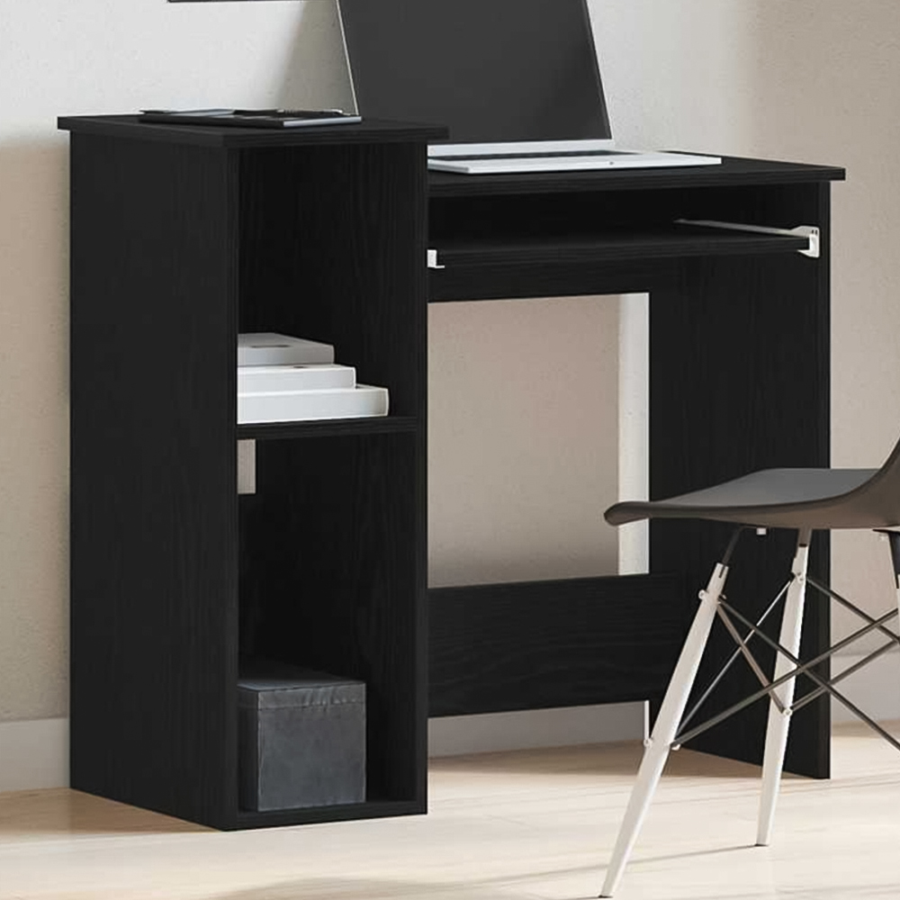 vidaXL 2 Shelf Computer Desk with Keyboard Tray Black Image 1