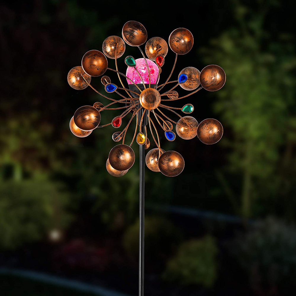 wilko Jewel Wind Spinner Crackle Ball LED Solar Ornament Light Image 7