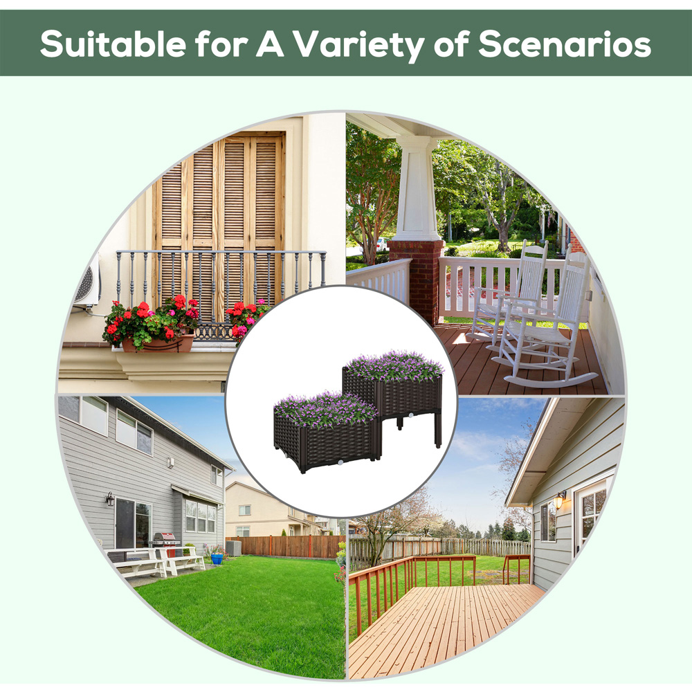 Outsunny Brown Raised Garden Bed Planter 2 Pack Image 3
