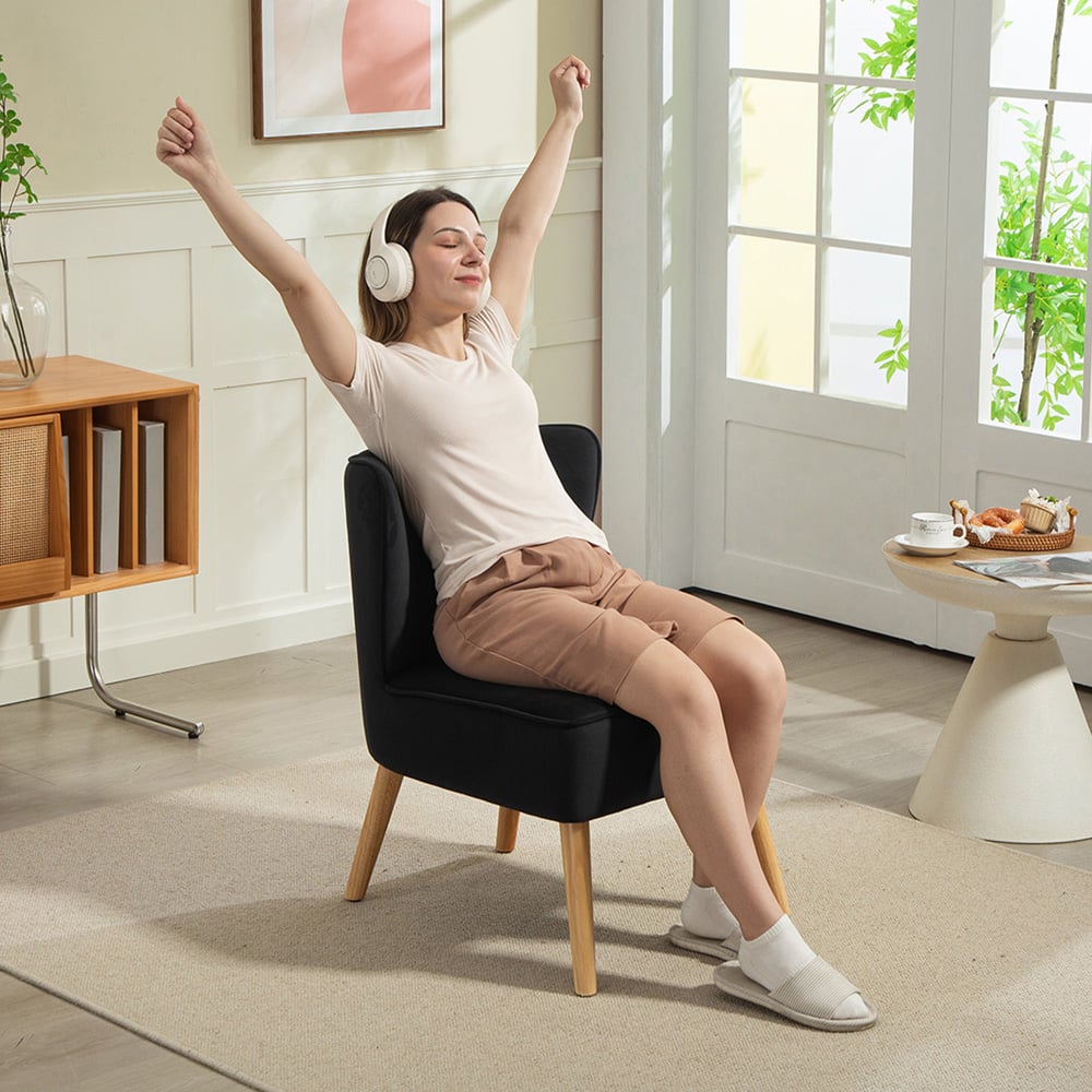 HOMCOM Black Velvet Occasional Tub Accent Chair Image 6