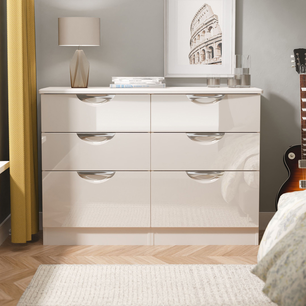 Crowndale Camden 6 Drawer Kashmir Gloss Wide Chest of Drawers Ready Assembled Image 7