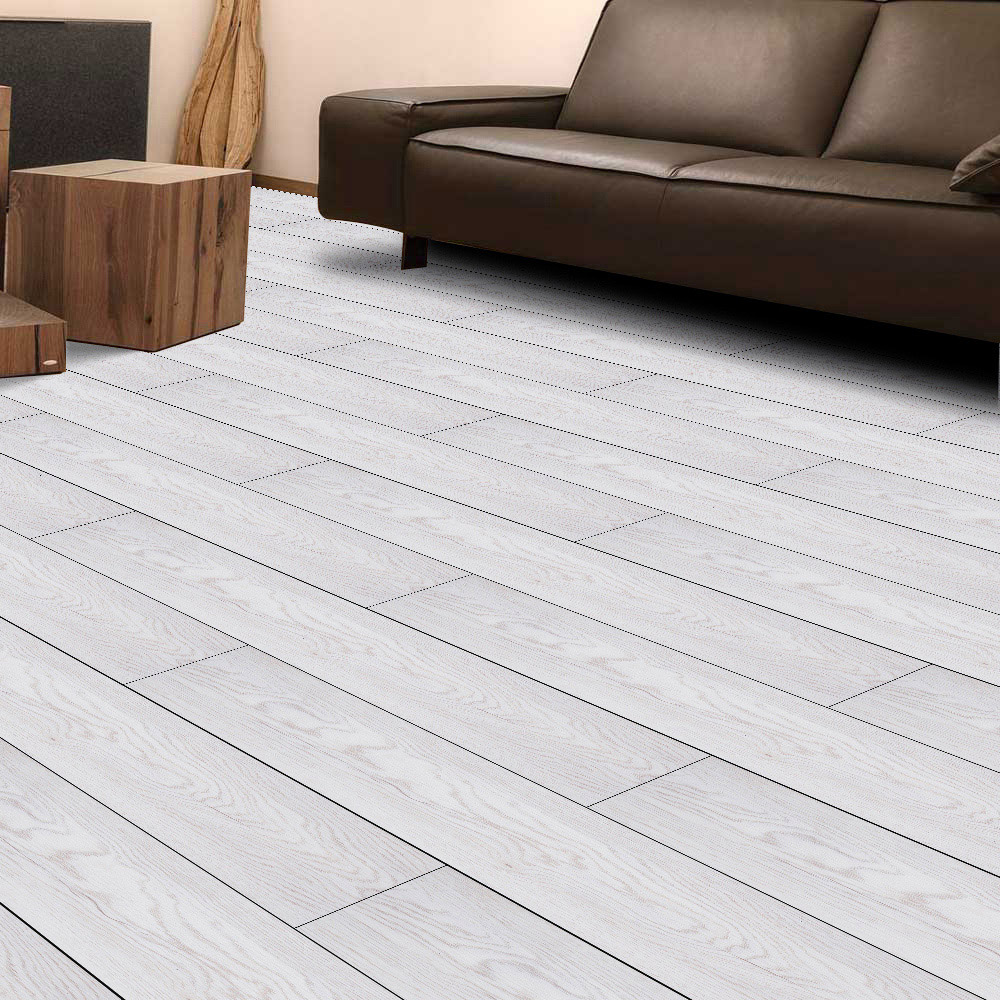 Living and Home White Wood Grain SPC Vinyl Floor Tile 14 Pack Image 7