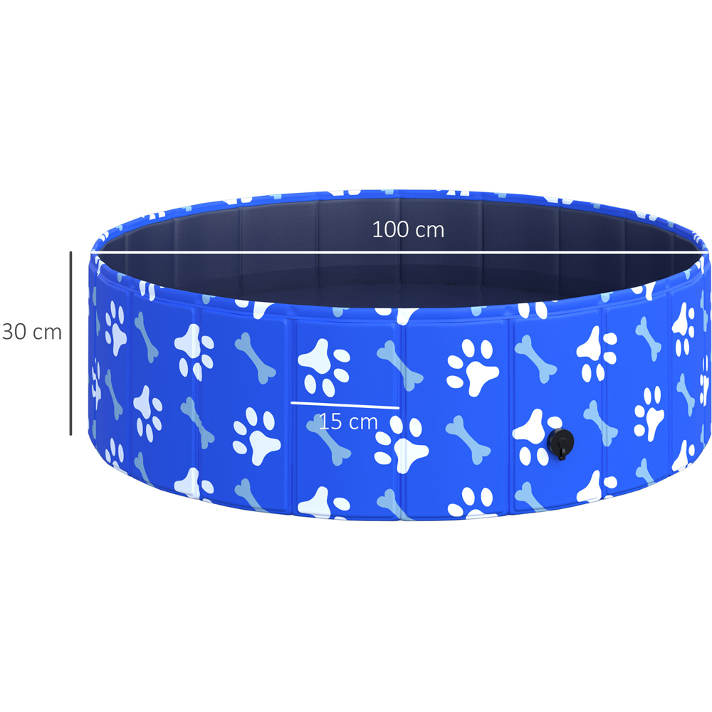 PawHut 100cm Foldable Printed Paddling Pool Blue and White Image 8
