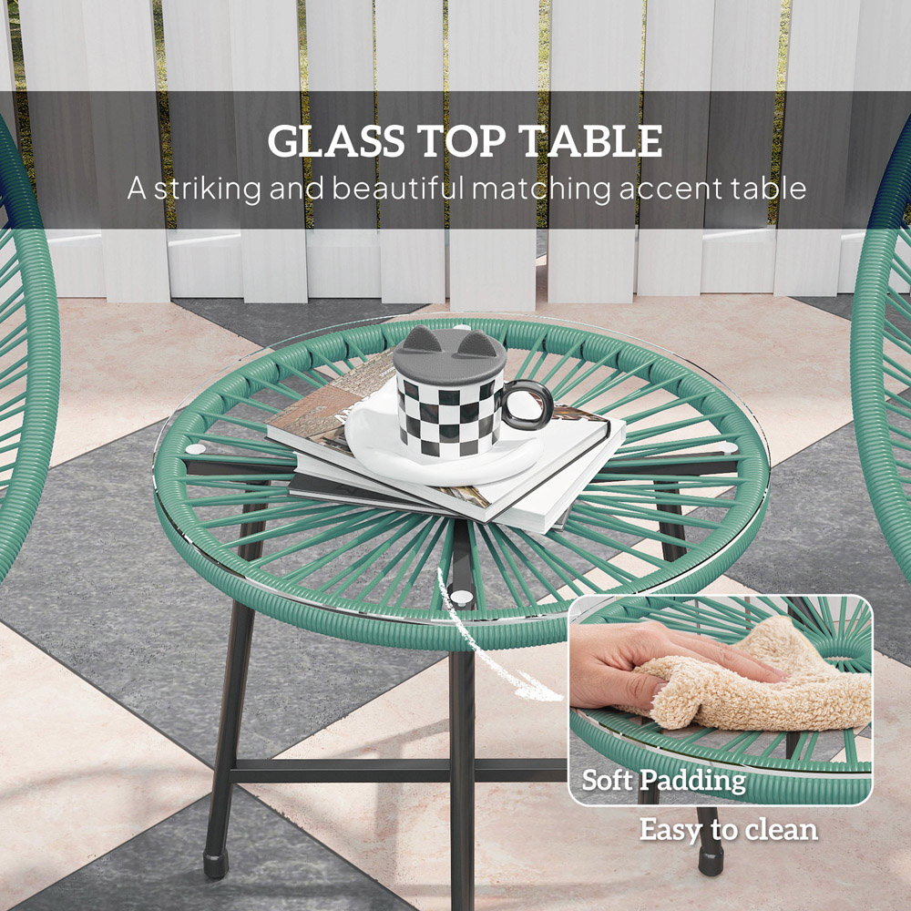Outsunny 2 Seater Green Rattan Acapulco Garden Bistro Set Image 6
