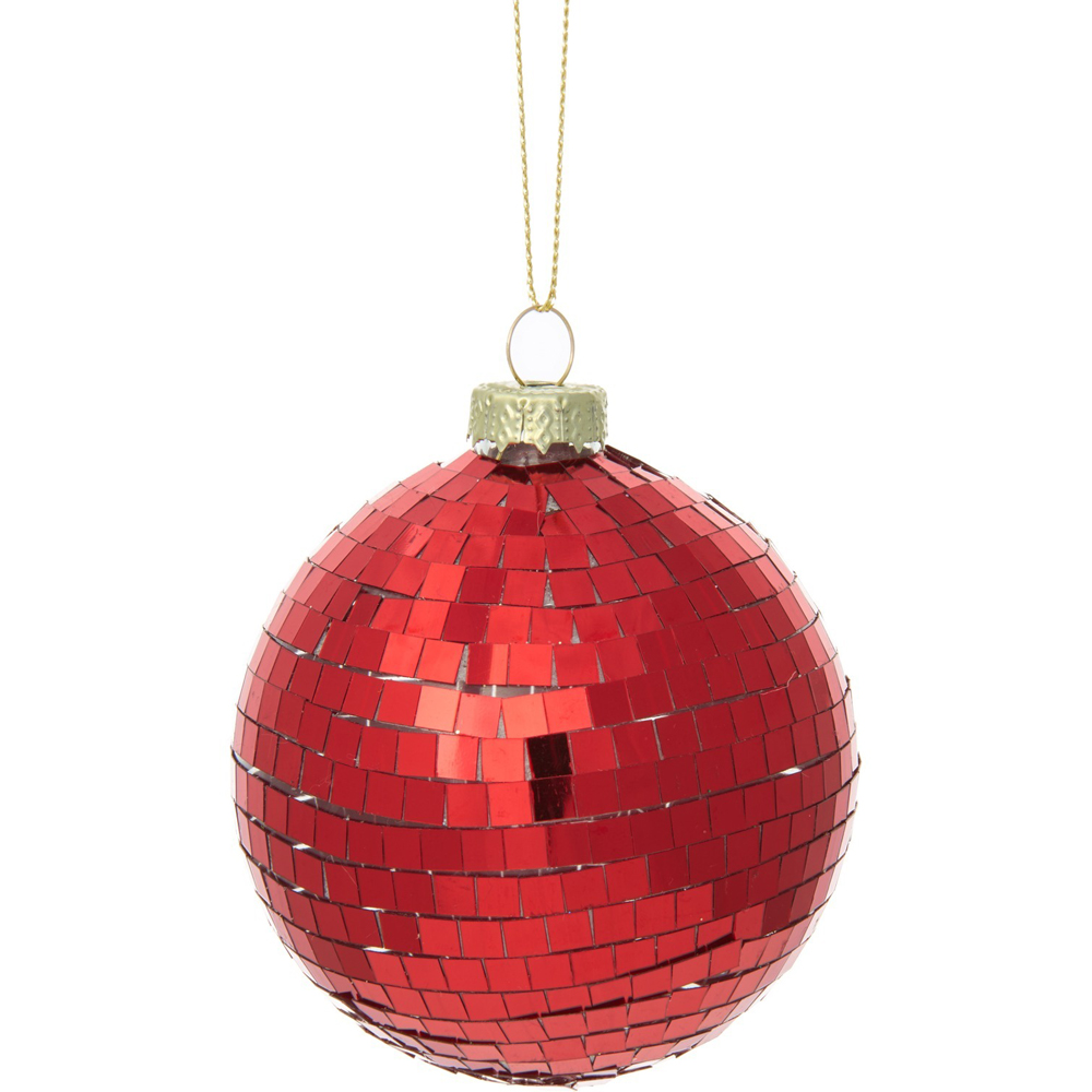 Disco Glass Bauble Red Image 1