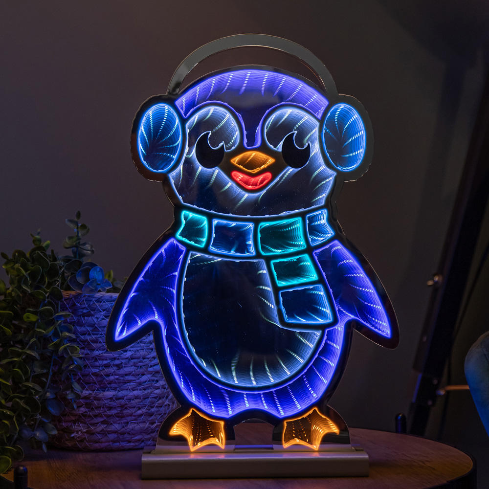 Samuel Alexander Blue and White LED Light Up Penguin Infinity Christmas Decoration 40cm Image 8