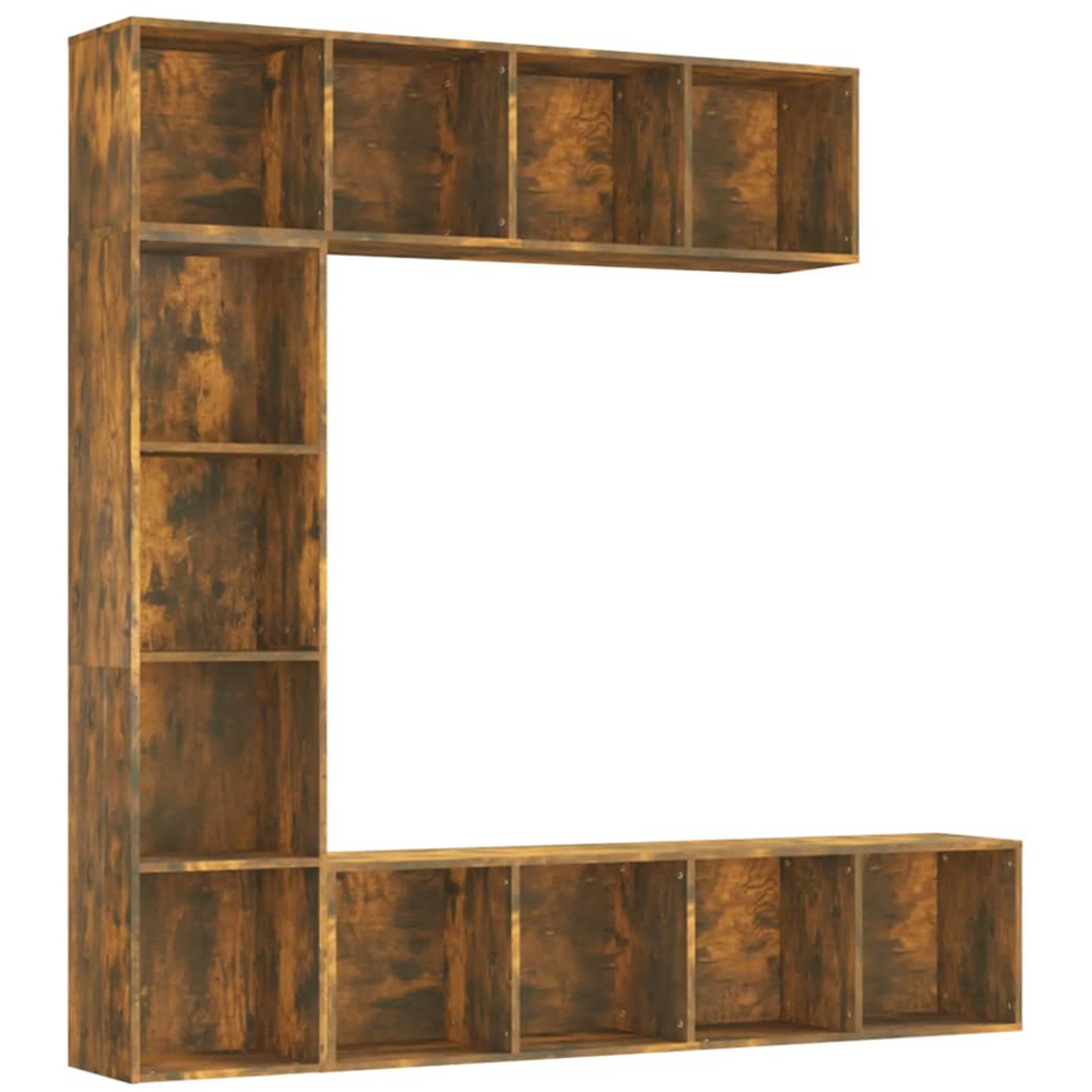 vidaXL 12 Shelf Smoked Oak Bookcase Image 2