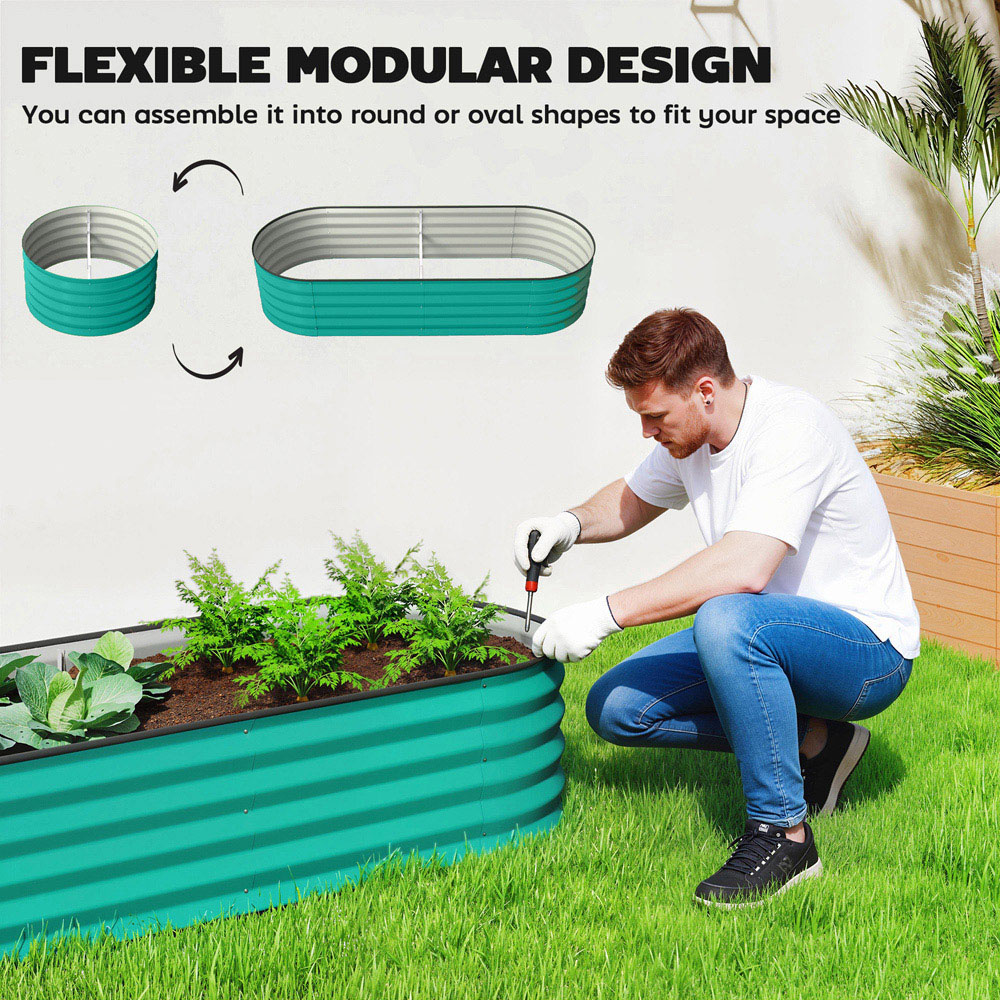 Outsunny Green Raised Garden Bed with Metal Stakes Set of 2 Image 8