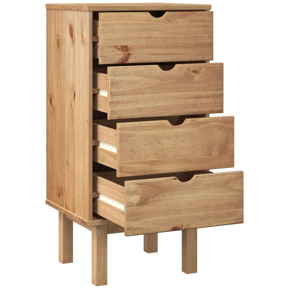 vidaXL Otta 4 Drawer Brown Solid Wood Pine Storage Cabinet Image 4