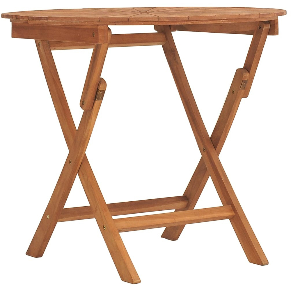 Walplus 4 Seater Foldable Solid Wood Teak Garden Table with Parasol Hole Image 2