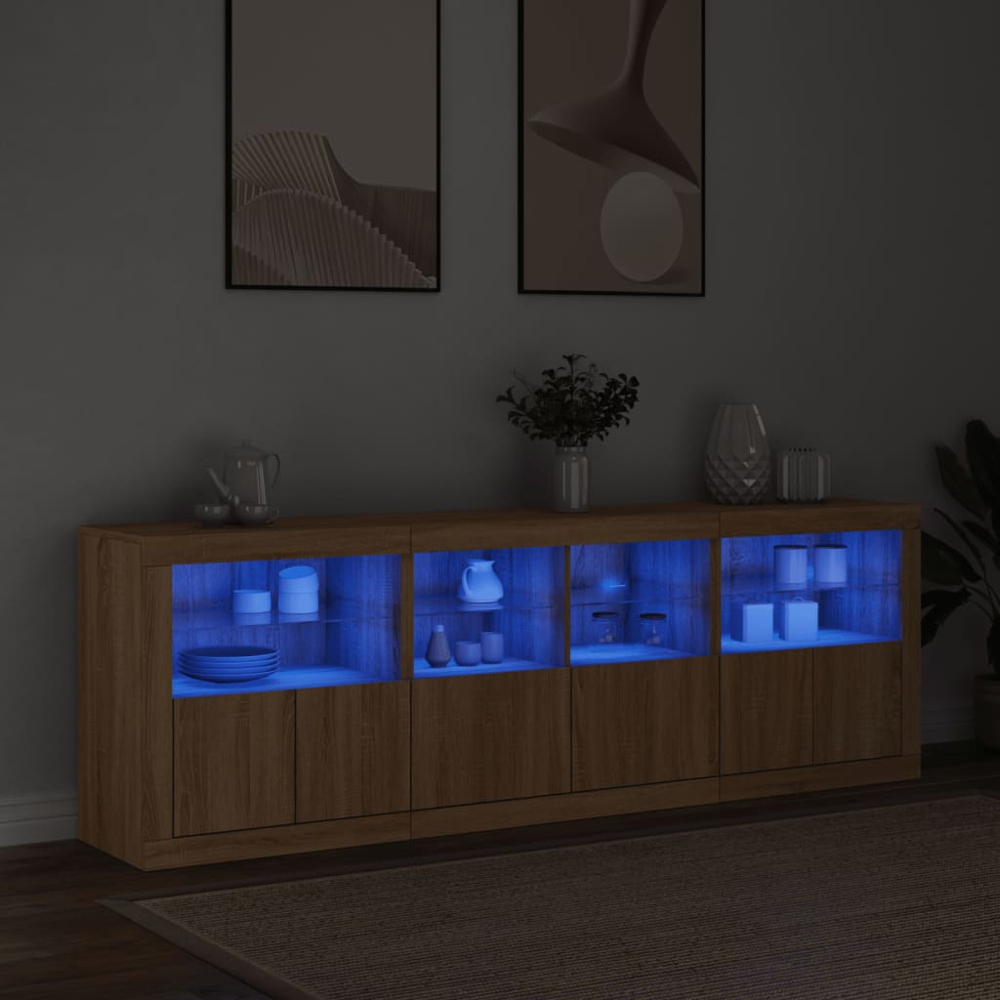 vidaXL 6 Door 8 Shelf Sonoma Oak LED Sideboard 3 Piece Image 9