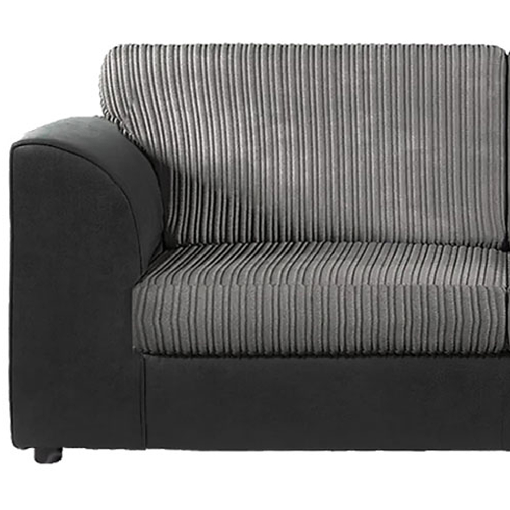 Luxor 5 Seater Black and Grey Jumbo Cord Full Back Sofa Suite Image 3
