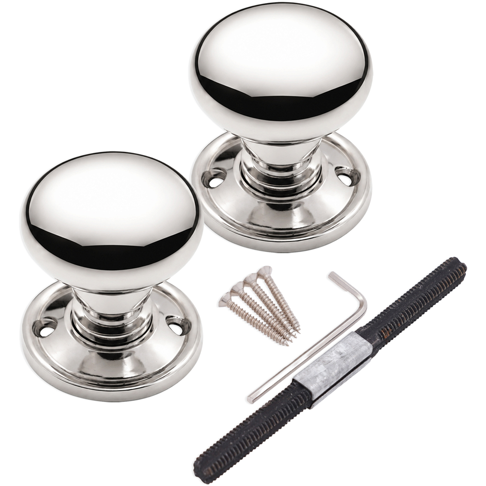 Spira Brass Polished Nickel Cottage Small 40mm Rim and Mortice Door Knob 2 Pack Image 4