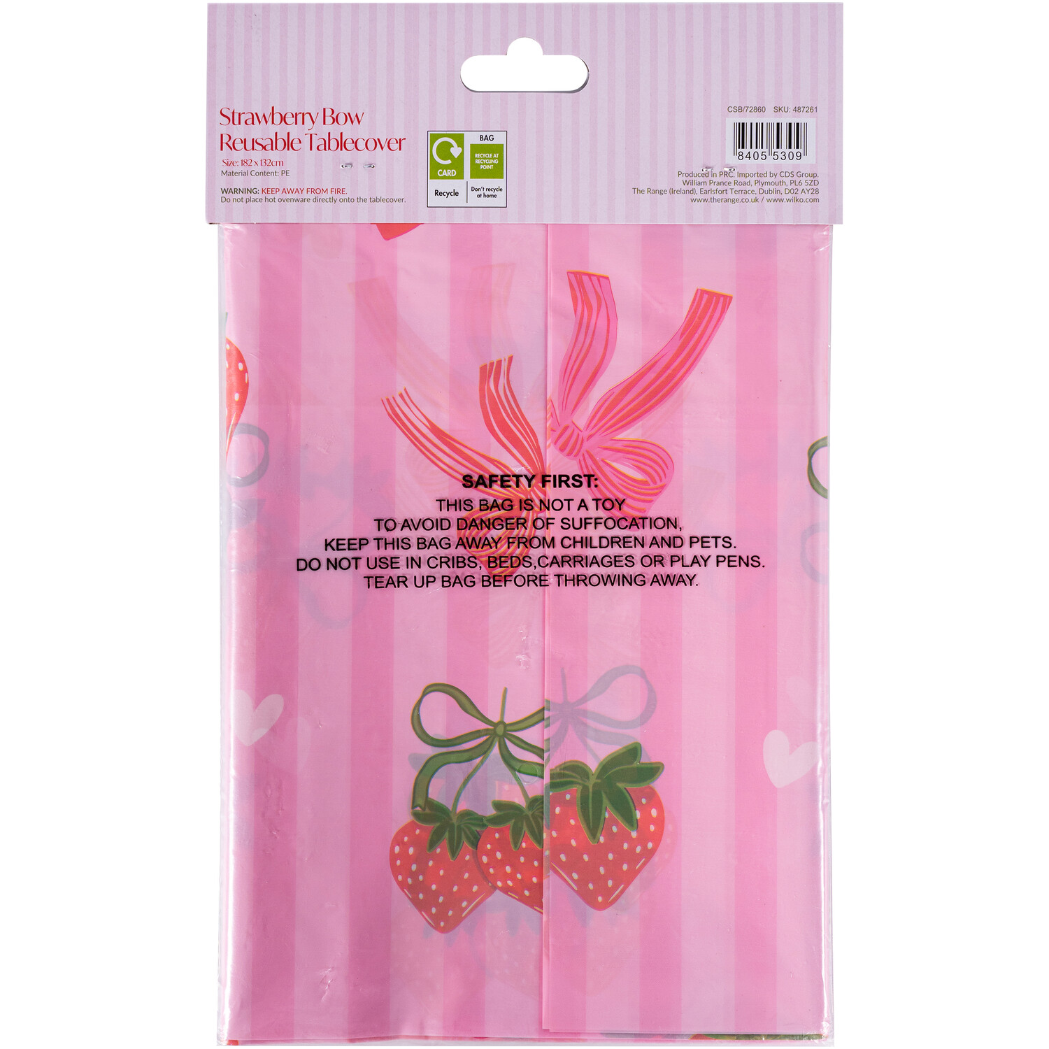 Strawberry Bow Table Cover Pink Image 2