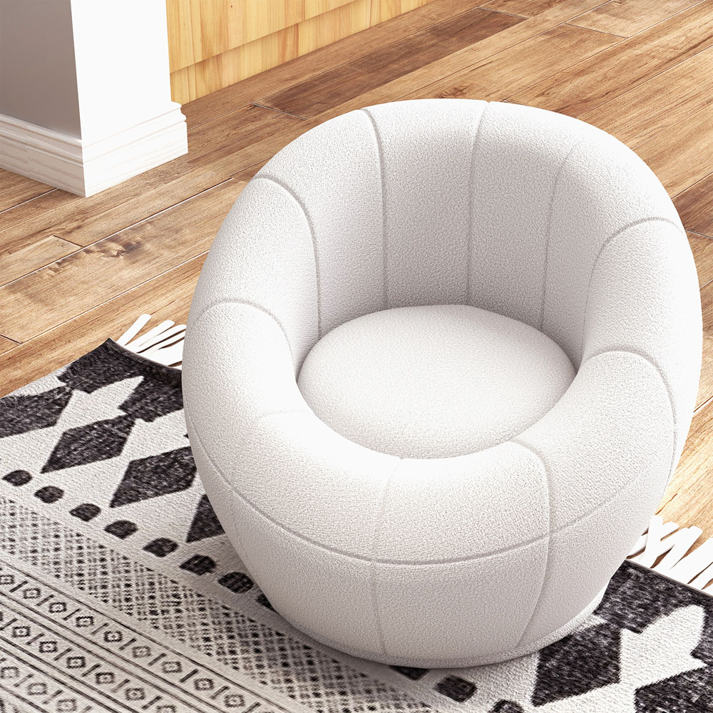 HOMCOM Upholstered Swivel Barrel Accent Chair Image 4