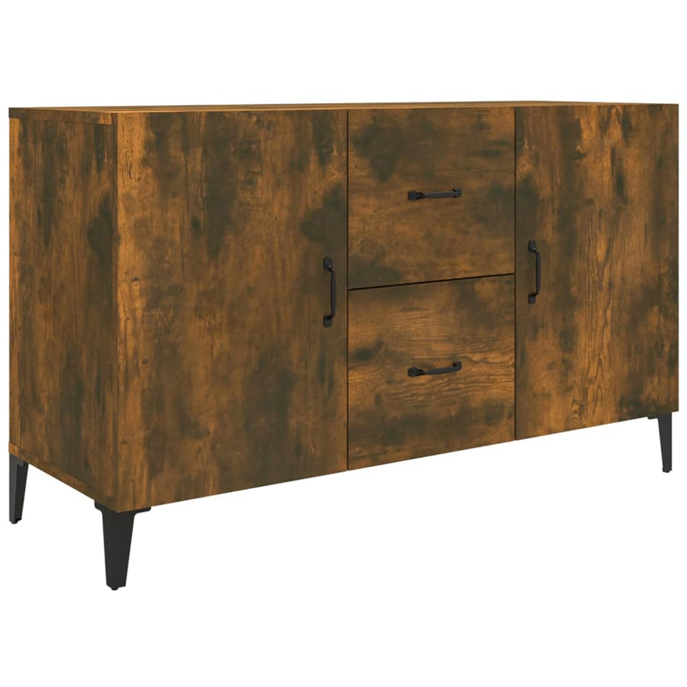 vidaXL 2 Door 2 Drawer Smoked Oak Sideboard Image 2