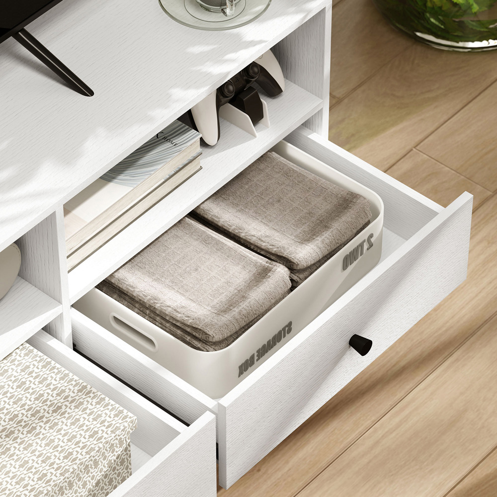 HOMCOM 3 Drawer 3 Shelf White TV Unit Image 3