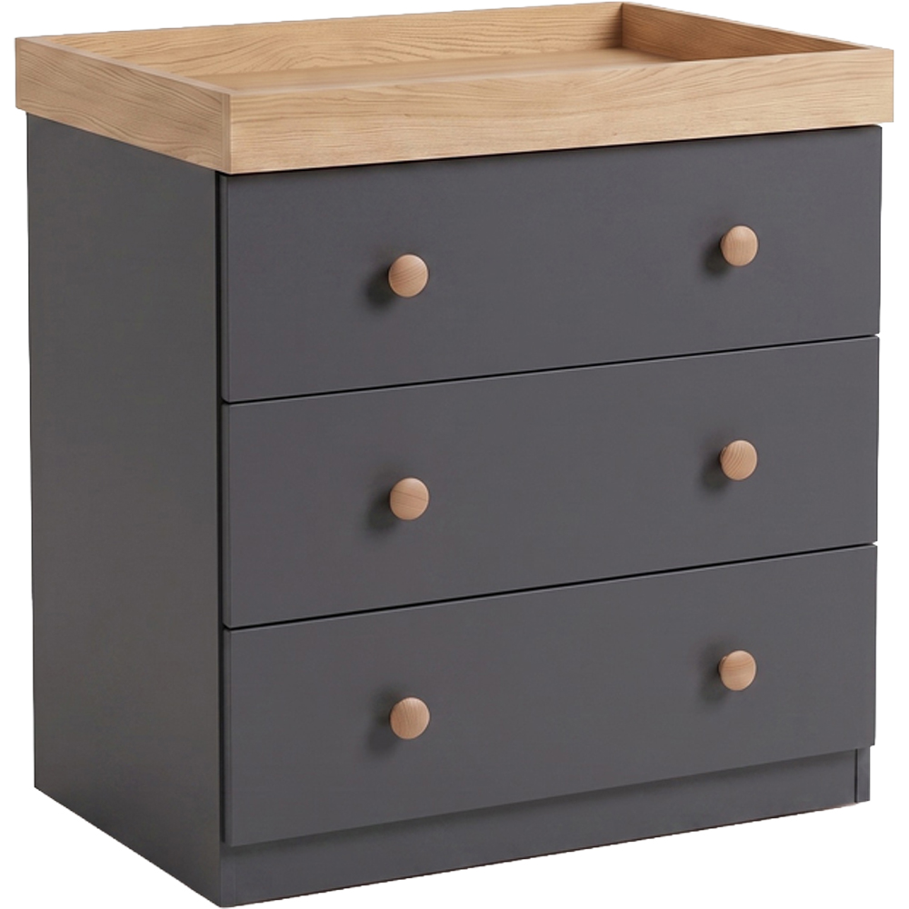 Shefa 888 3 Drawer Graphite and Cremona Oak Kids Changing Dresser Image 2