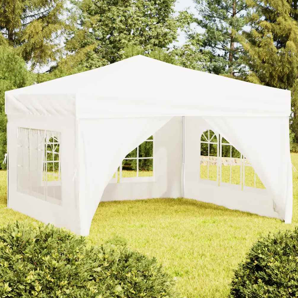 vidaXL 3 x 3m White Foldable Party Tent with Sidewalls Image 1