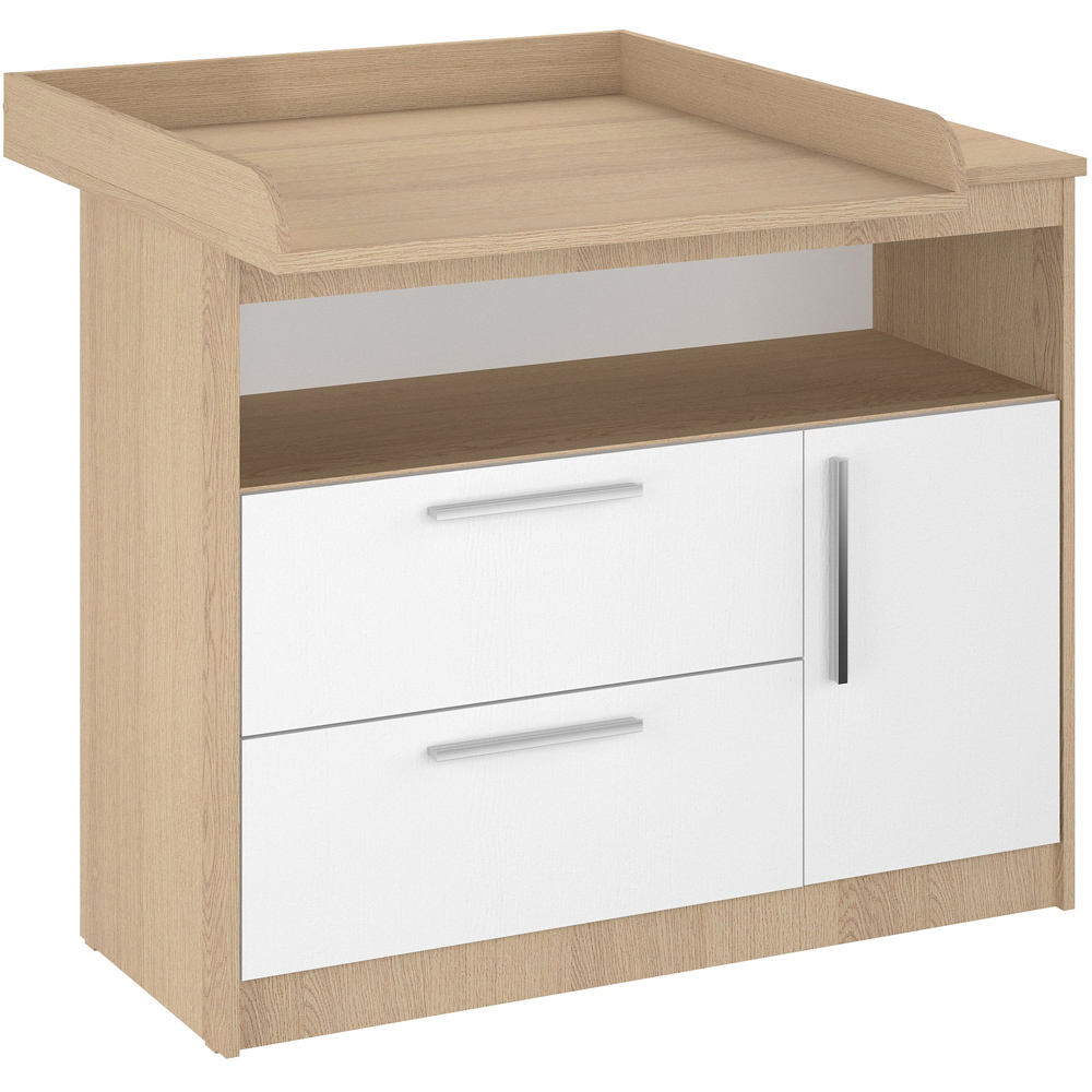 Shefa 1150 Single Door 2 Drawer Single Shelf Elm and White Kids Changing Unit Image 2