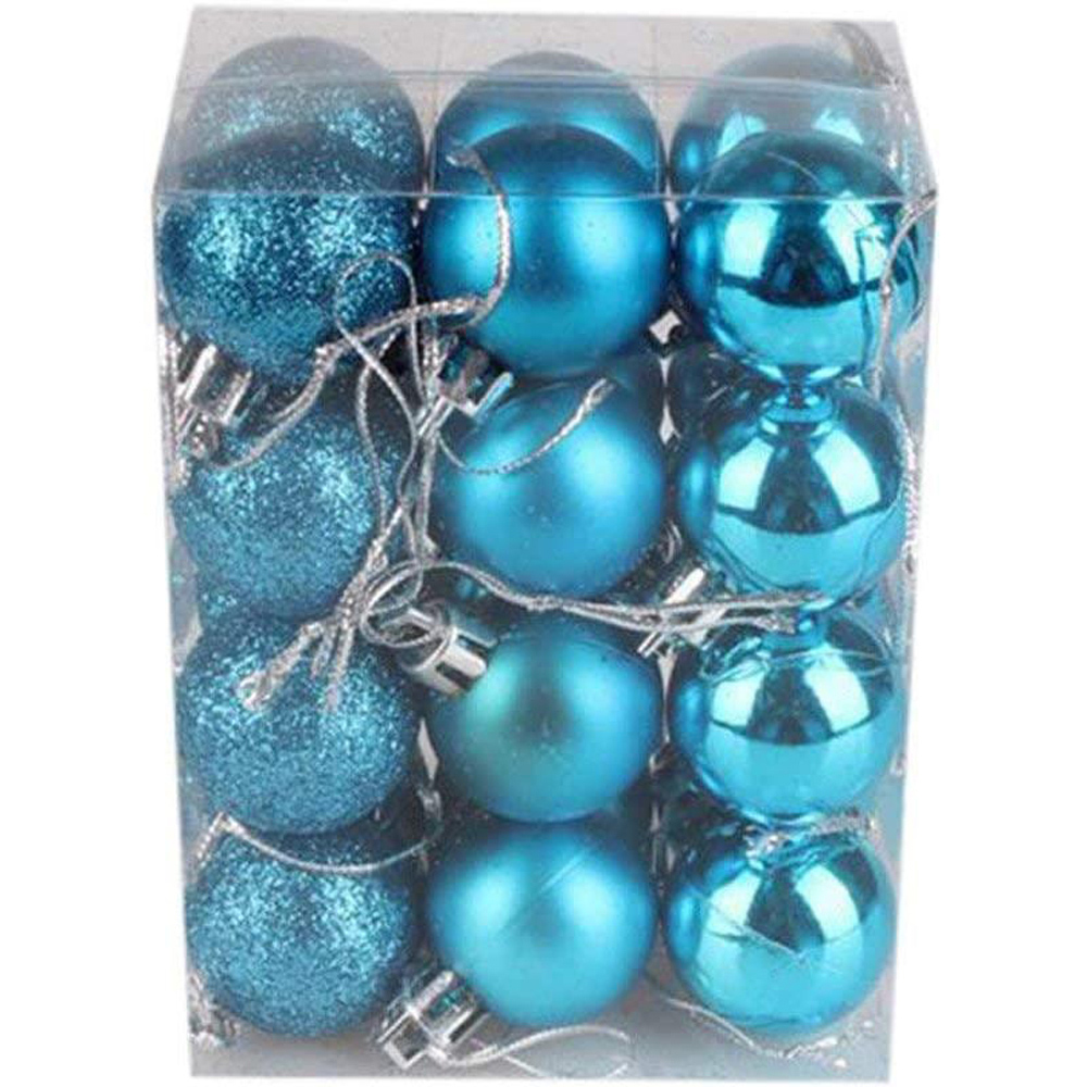 Shatchi 3cm Teal Blue Shatterproof Christmas Bauble 24 Pack Image 2