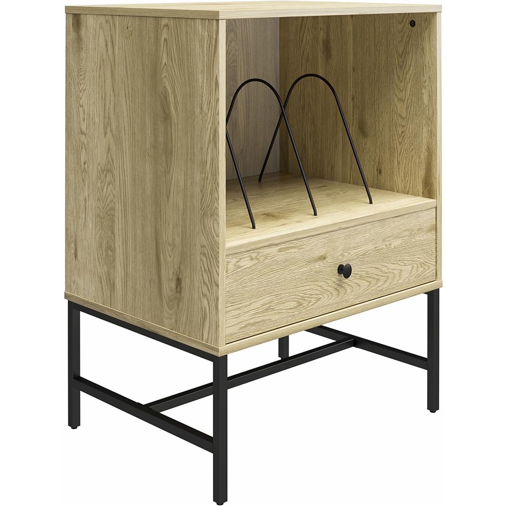 Dorel Tamlin Single Drawer Oak Record Stand Image 2