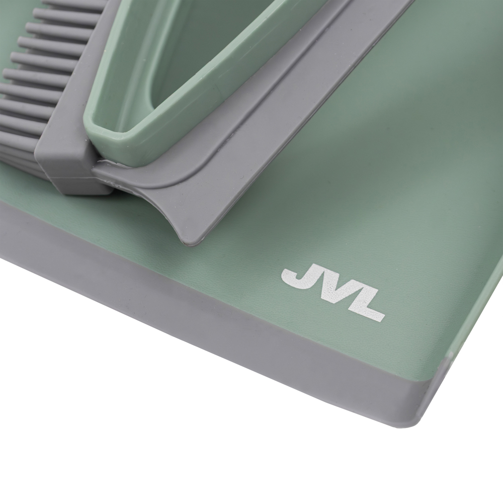 JVL Green Rubber Dust Pan and Brush Set Image 4
