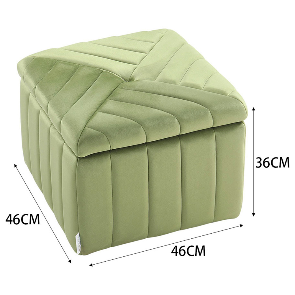 H&O Direct Green Velvet Upholstered Storage Ottoman Image 6