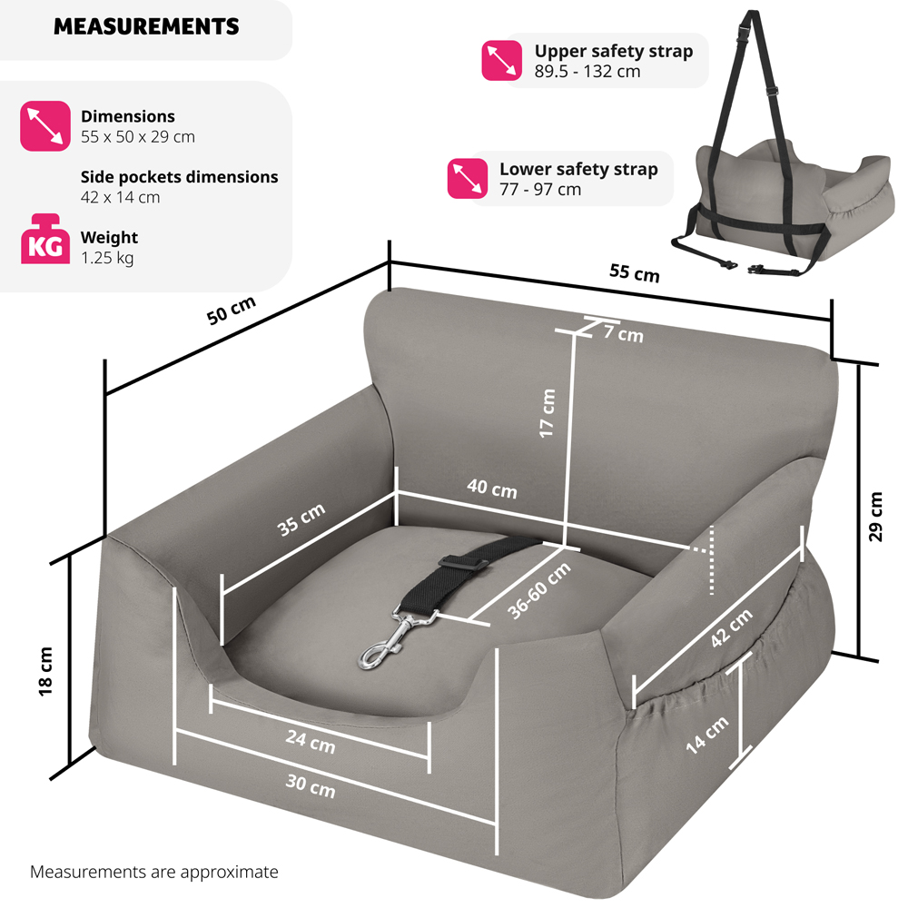 tectake Millow Grey Dog Car Seat Image 9