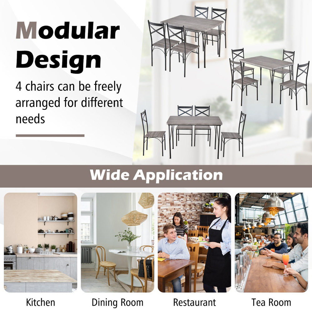 Costway 4 Seater Metal Frame Dining Set Grey Image 8